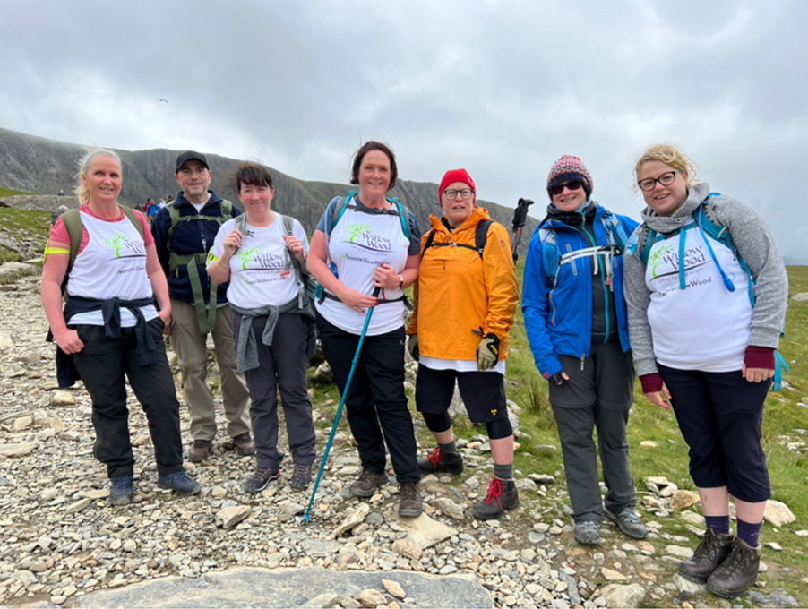 Team Willow Wood on the hospice’s most recent trek up Snowdon, Wales, in May 2022